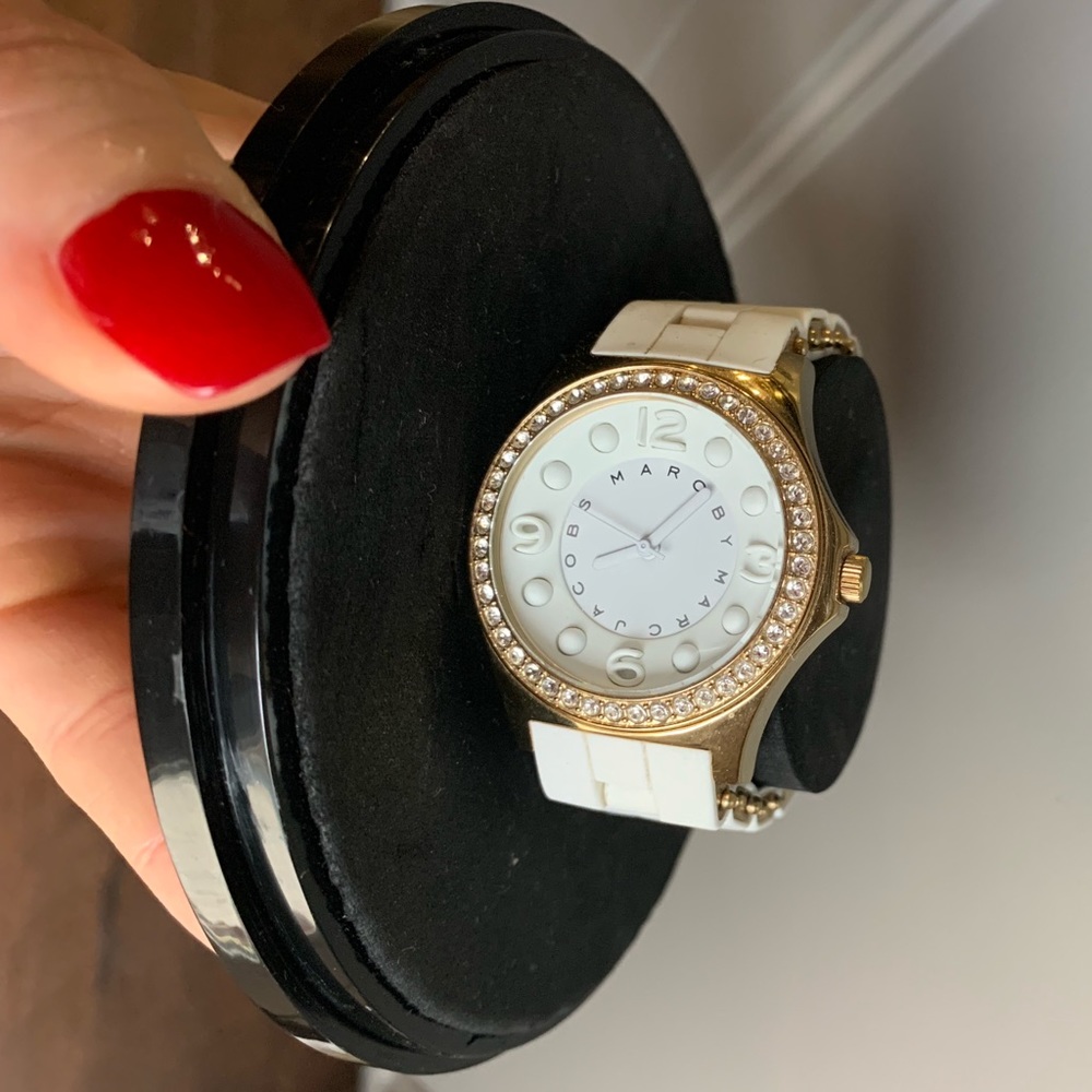 Marc Jacobs white womans watch with stones